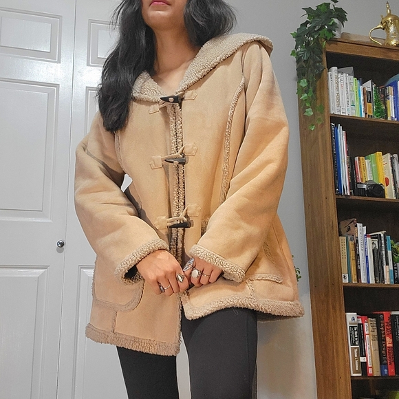 90s LL Bean Tan Sherpa Lined Jacket - Picture 6 of 11